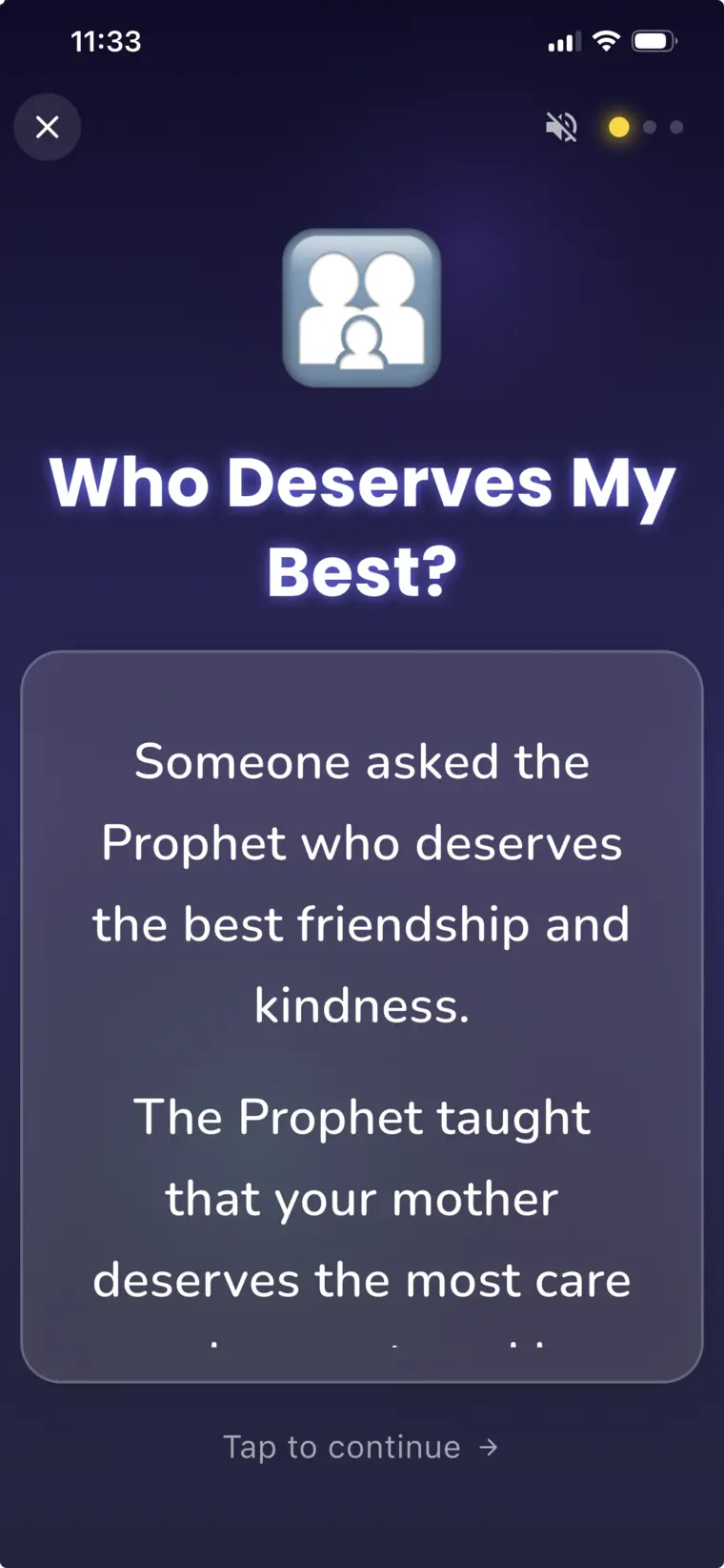Little Hafiz Hadith Galaxy screen teaching a Prophet hadith.